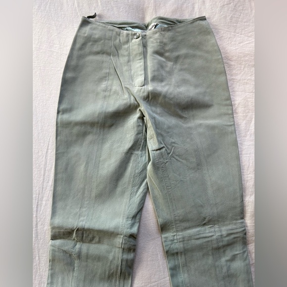 🍋80s Paolo Santini Vintage Teal Suede Biker Pants - Picture 4 of 16